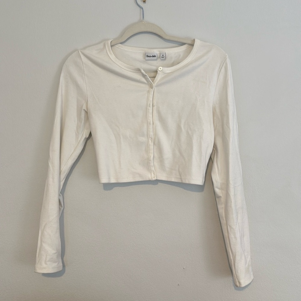 Aritzia white cropped cardigan